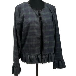 Crown & Ivy Tartan Ruffle Jacket Size XL
